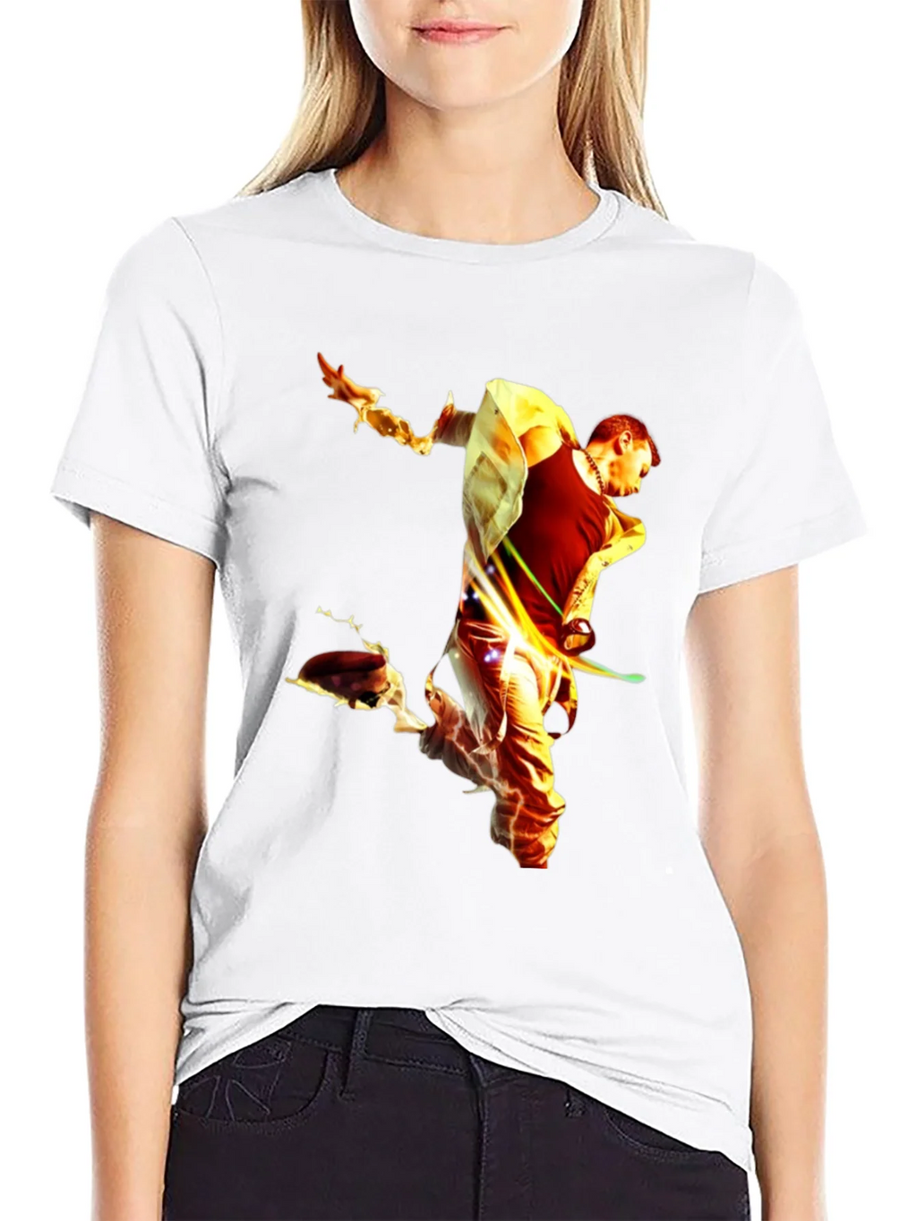 Fiery Man Graphic Black T-Shirt product image 8