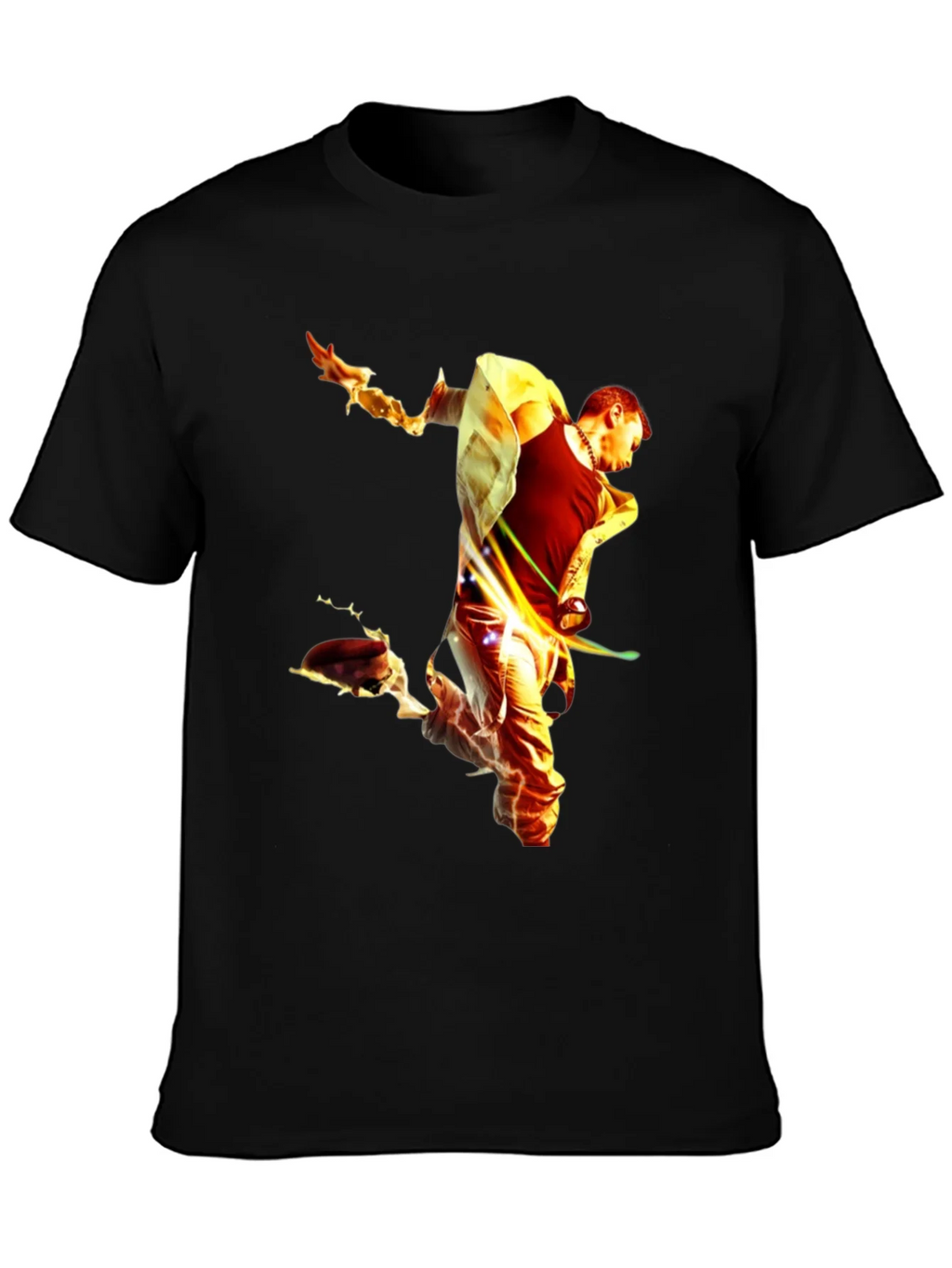 Fiery Man Graphic Black T-Shirt product image 3