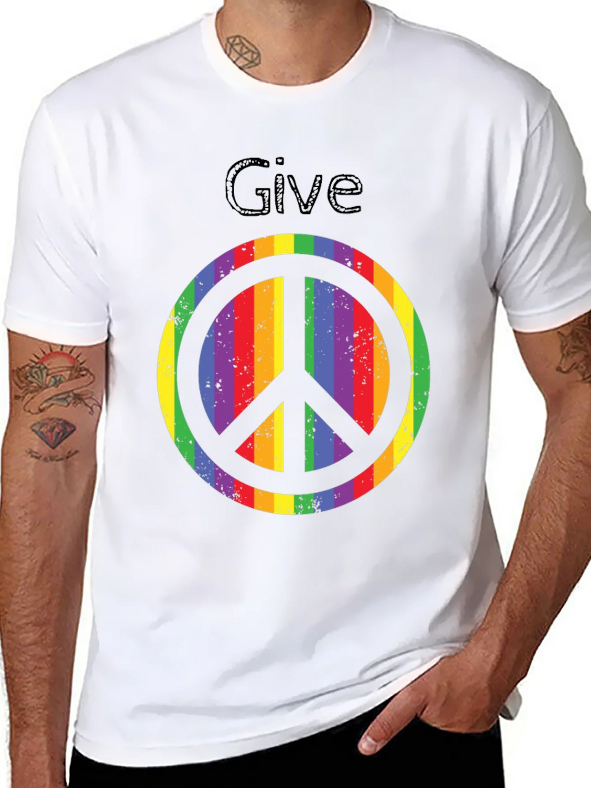 Rainbow Peace Sign Graphic Tee product image 6