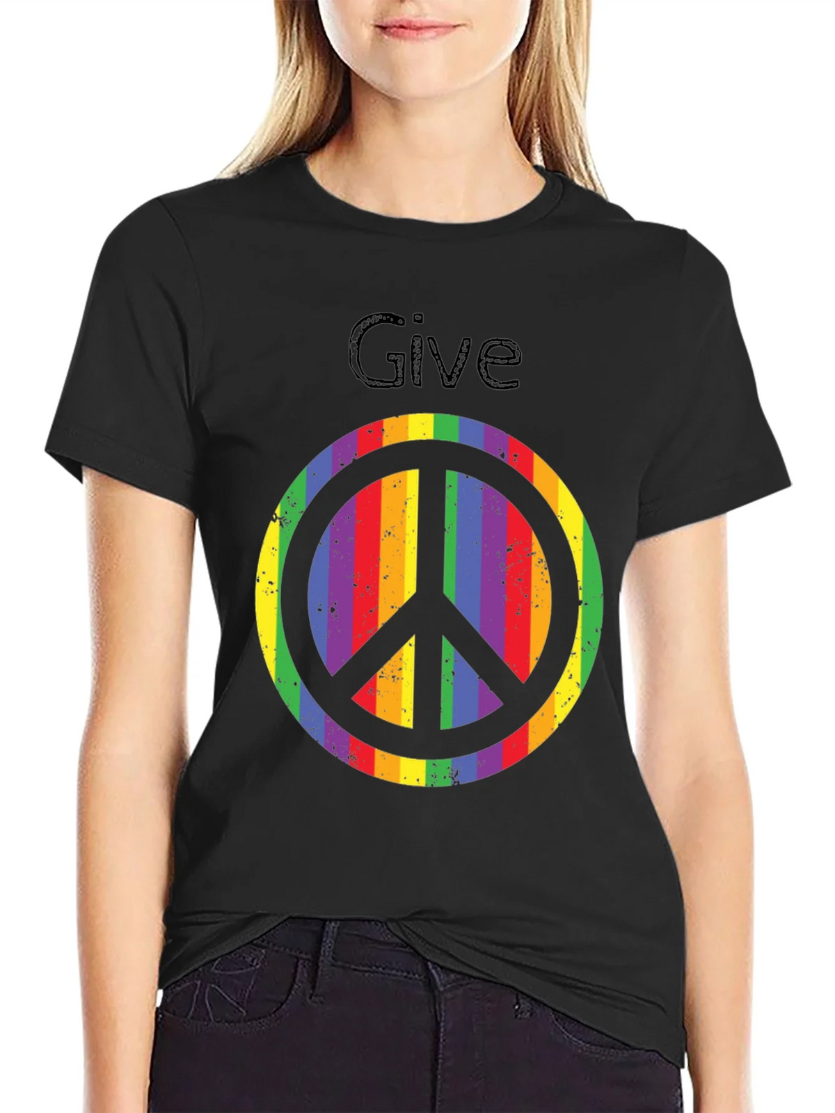 Rainbow Peace Sign Graphic Tee product image 2