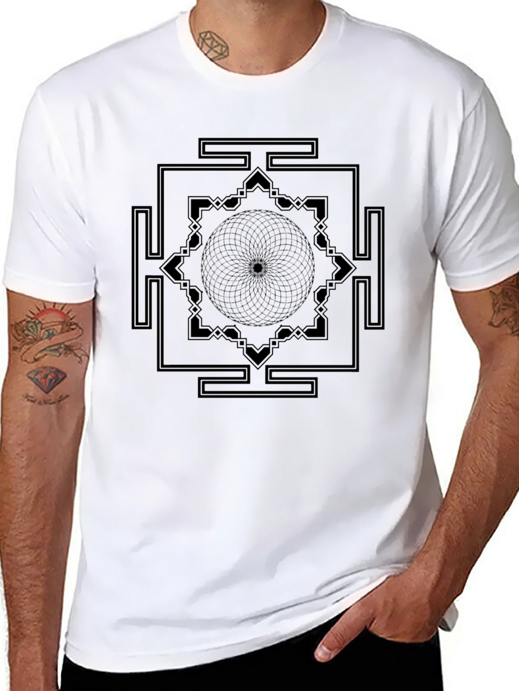 Geometric Design Black T-Shirt product image 7