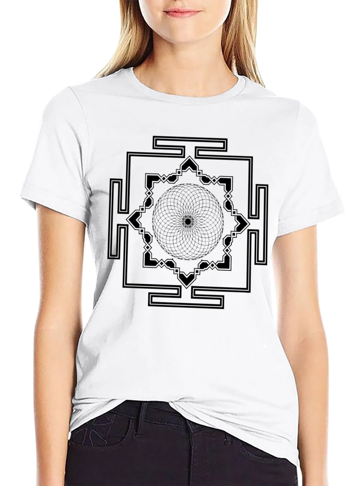 Geometric Design Black T-Shirt product image 8