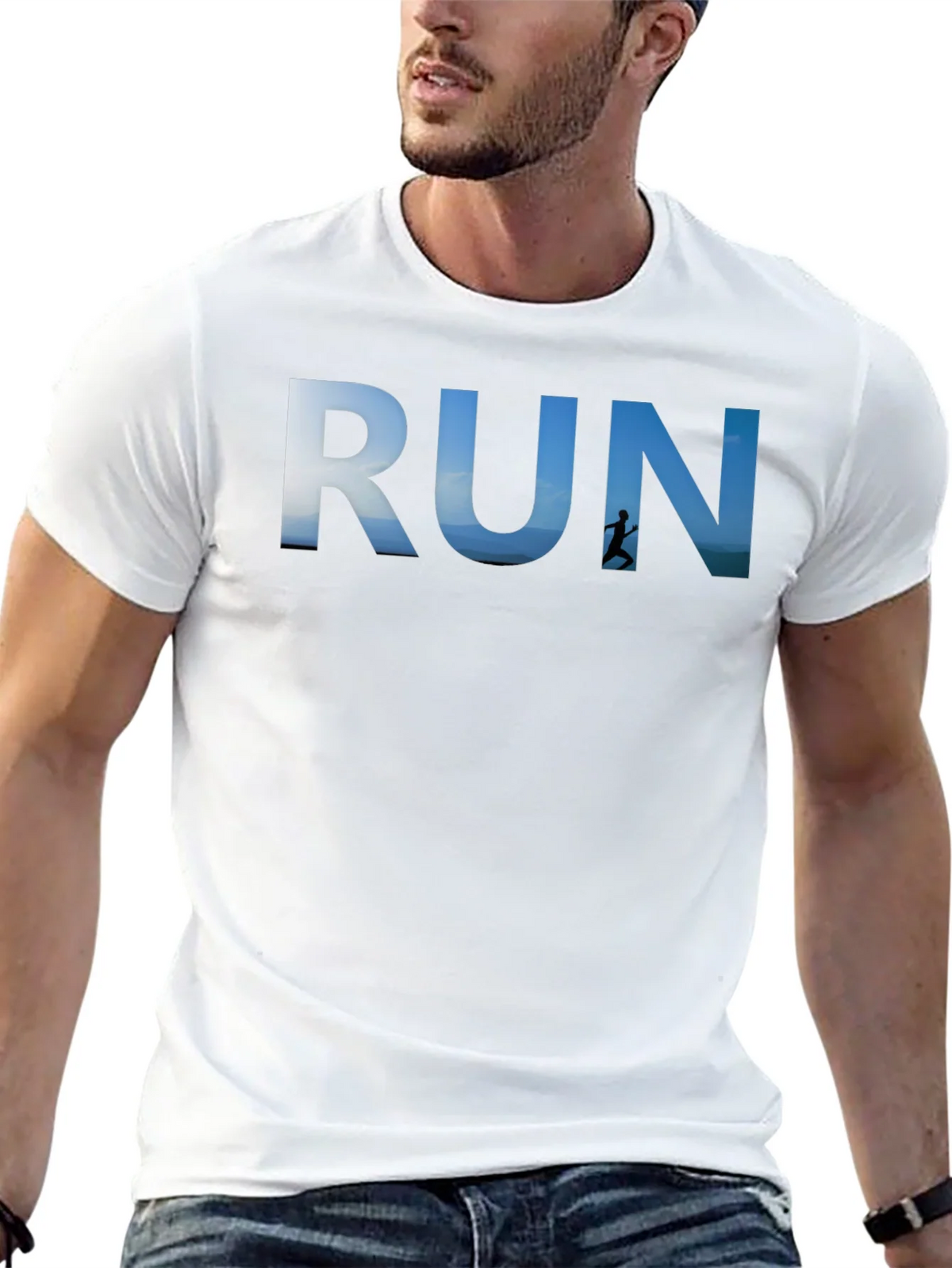 RUN Graphic Black T-Shirt for Active Lifestyle product image 12