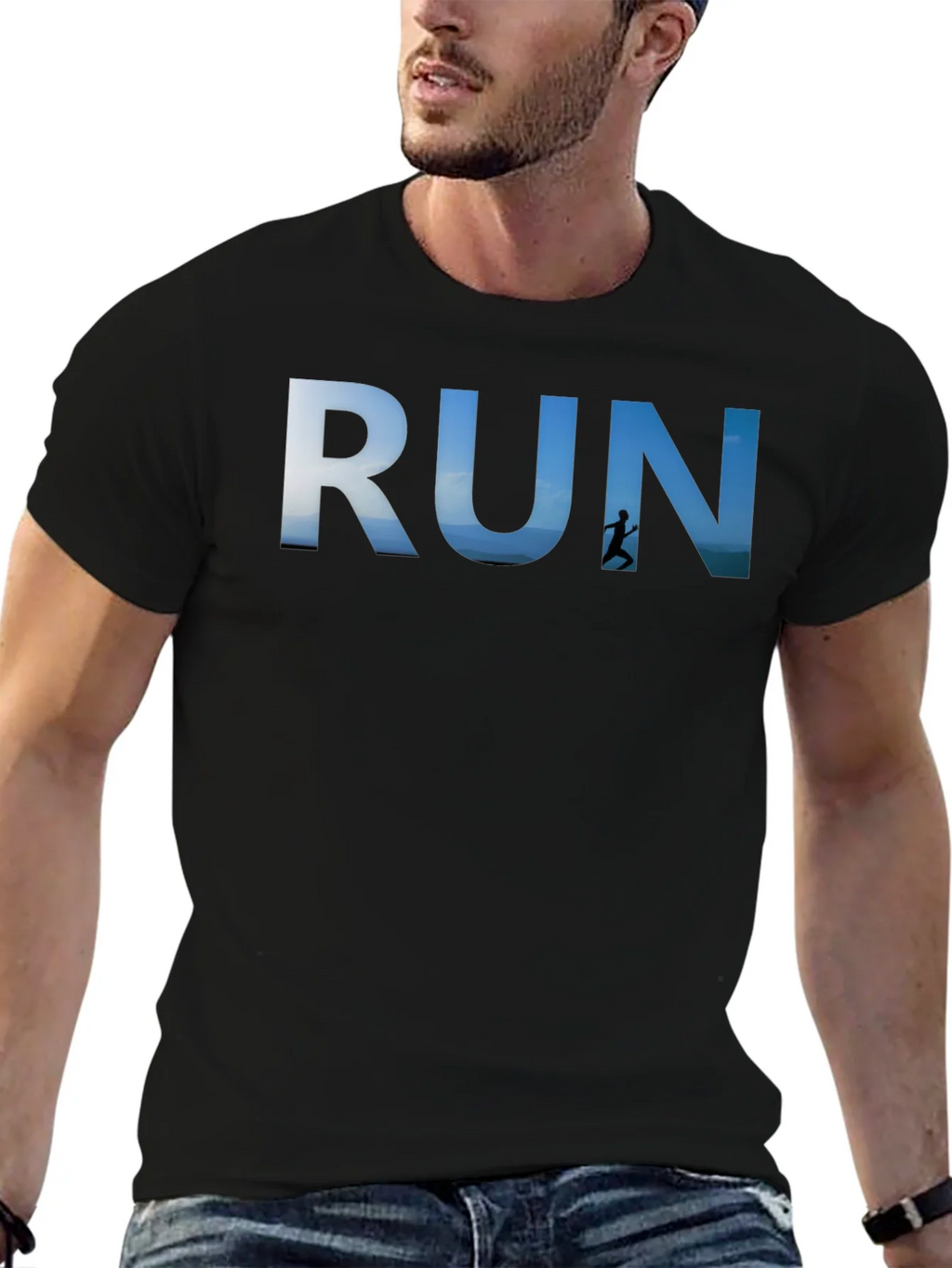 RUN Graphic Black T-Shirt for Active Lifestyle product image 6
