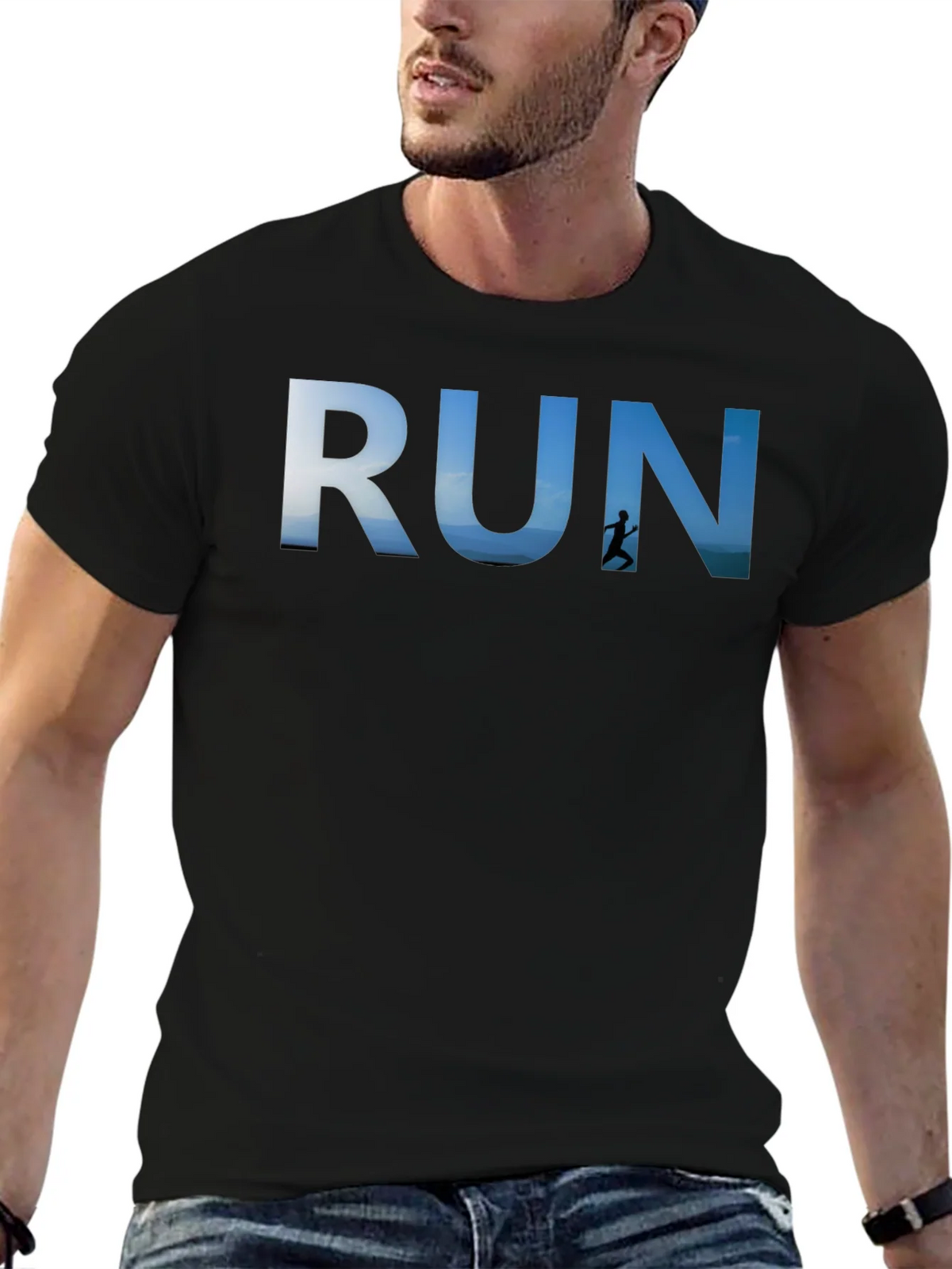 RUN Graphic Black T-Shirt for Active Lifestyle product image 6
