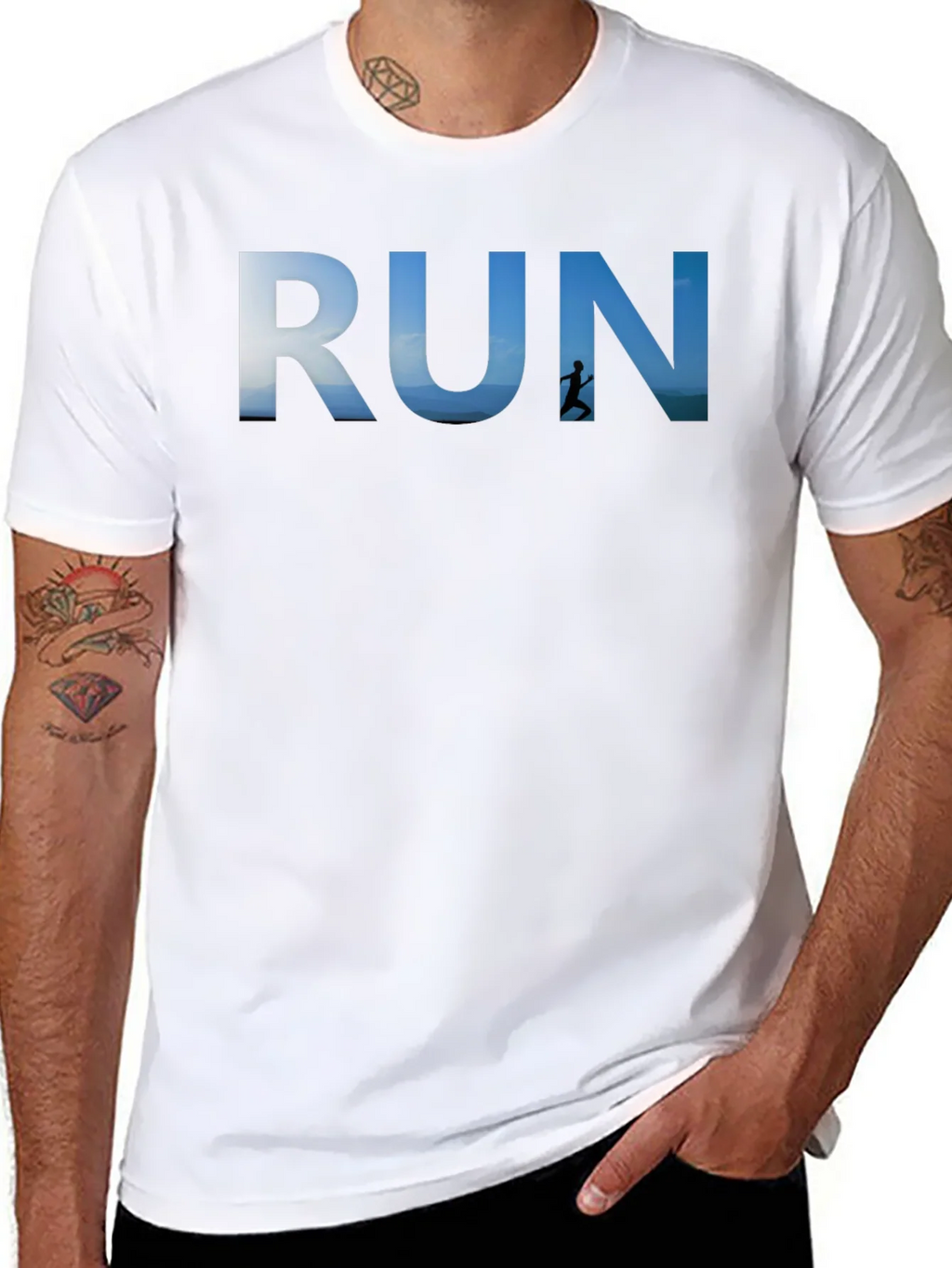 RUN Graphic Black T-Shirt for Active Lifestyle product image 7