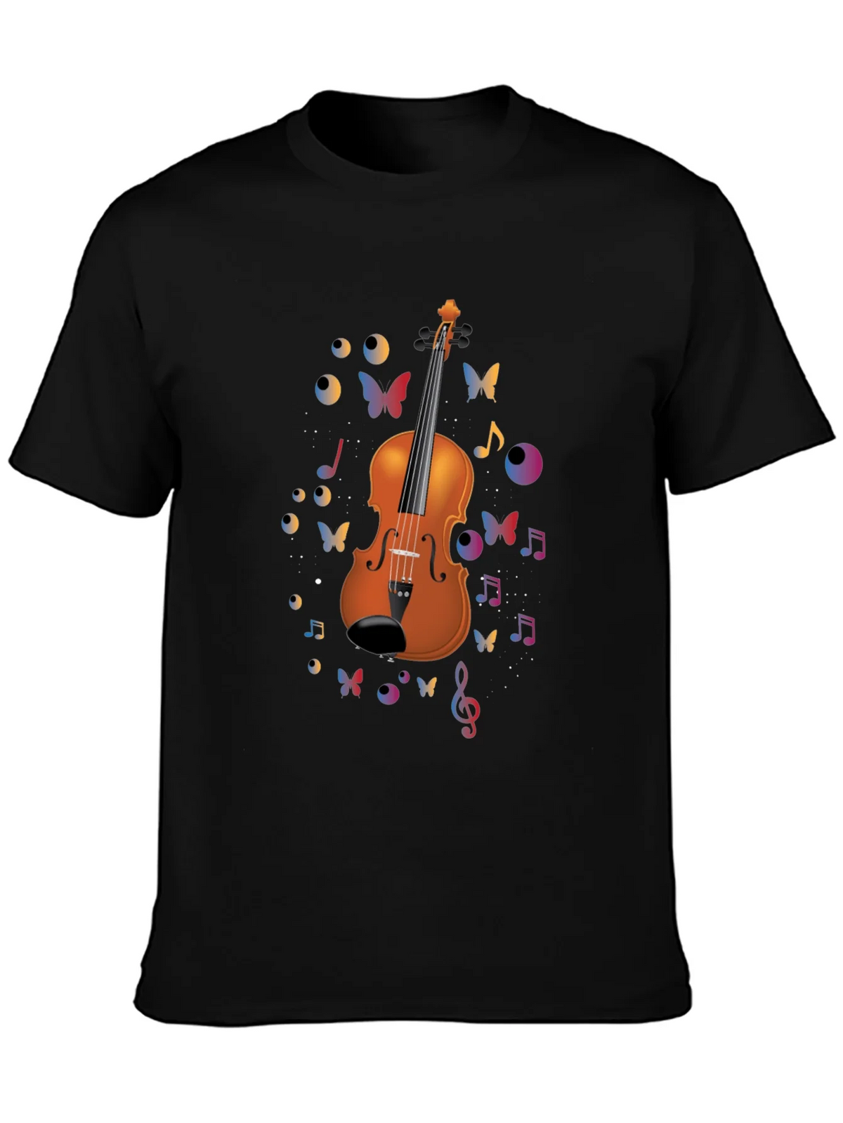 Violin Art Black T-Shirt - Musical Butterflies product image 3