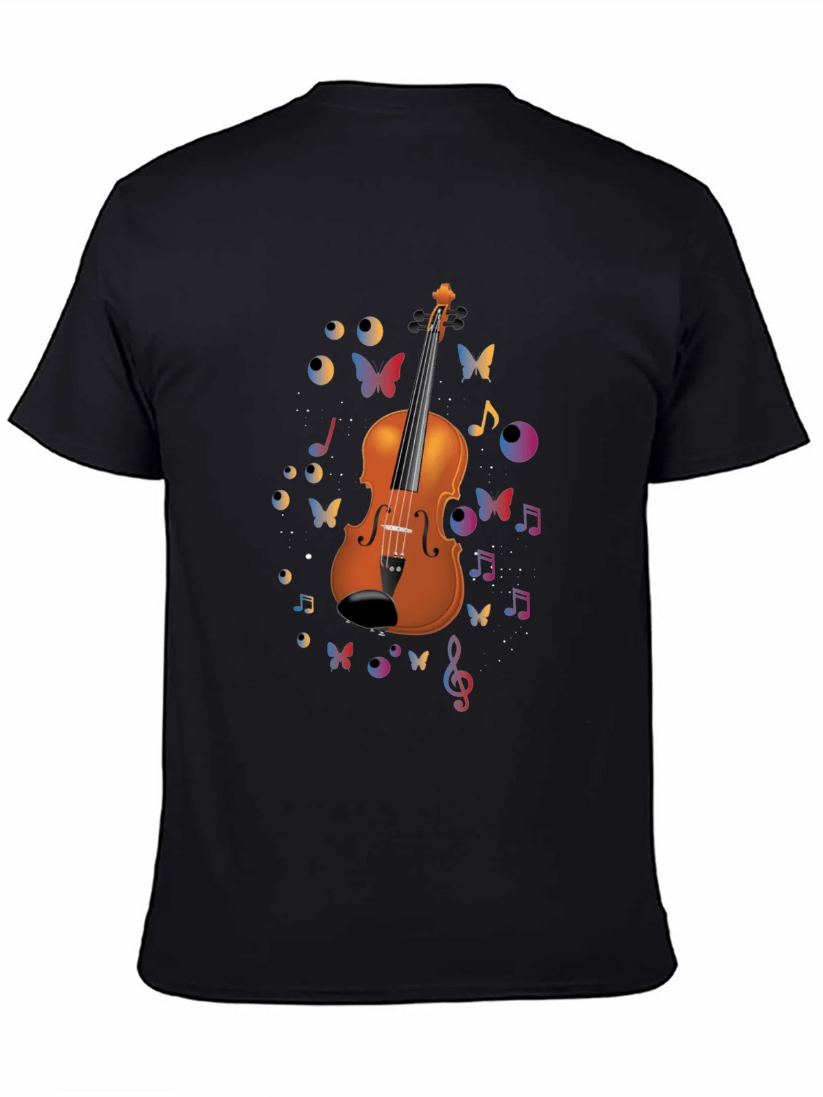 Violin Art Black T-Shirt - Musical Butterflies product image 4