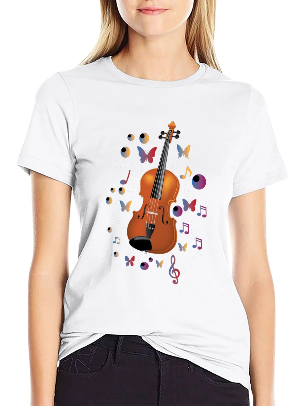 Violin Art Black T-Shirt - Musical Butterflies product image 8