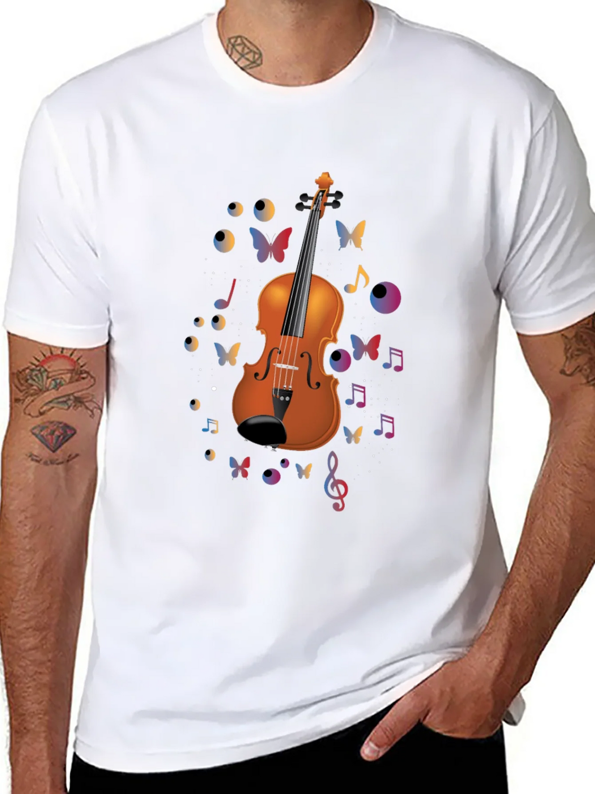 Violin Art Black T-Shirt - Musical Butterflies product image 7