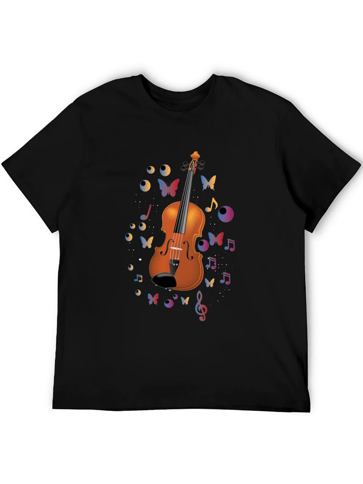 Violin Art Black T-Shirt - Musical Butterflies product image 5
