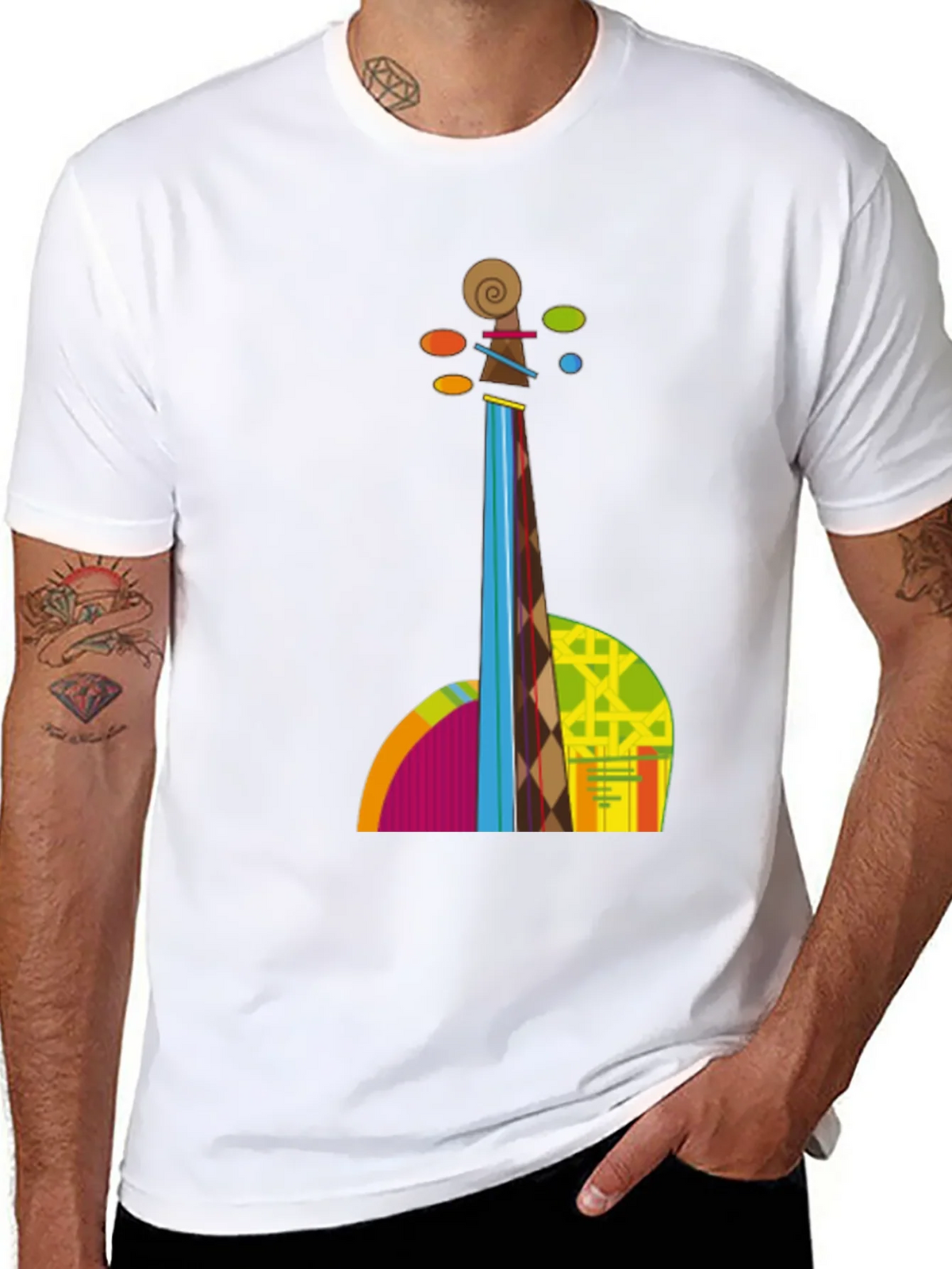 Abstract Violin Graphic Tee - Black T-Shirt product image 7