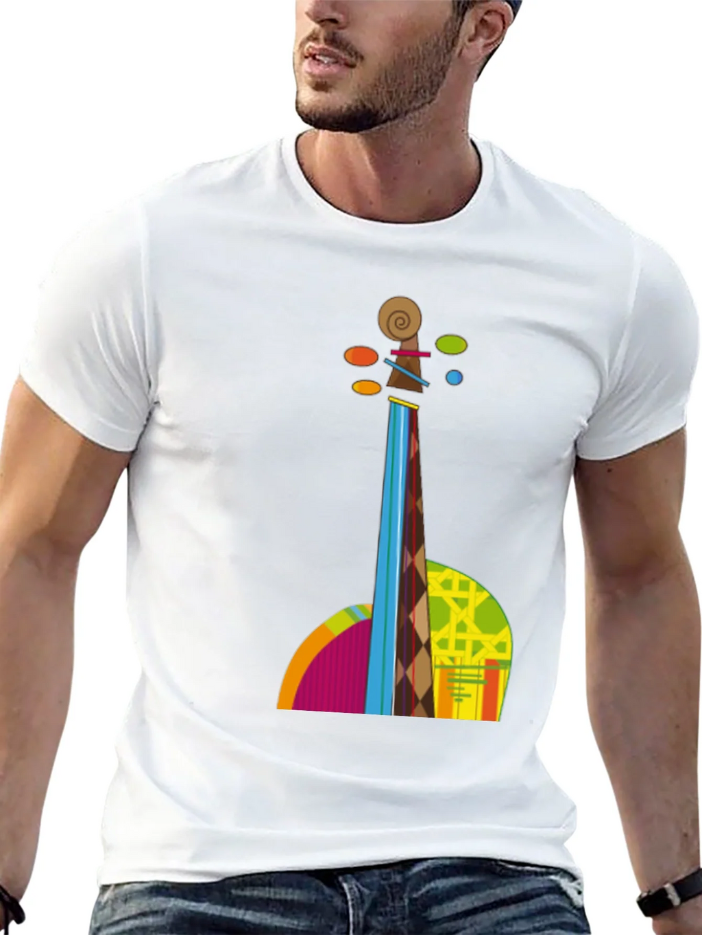 Abstract Violin Graphic Tee - Black T-Shirt product image 12