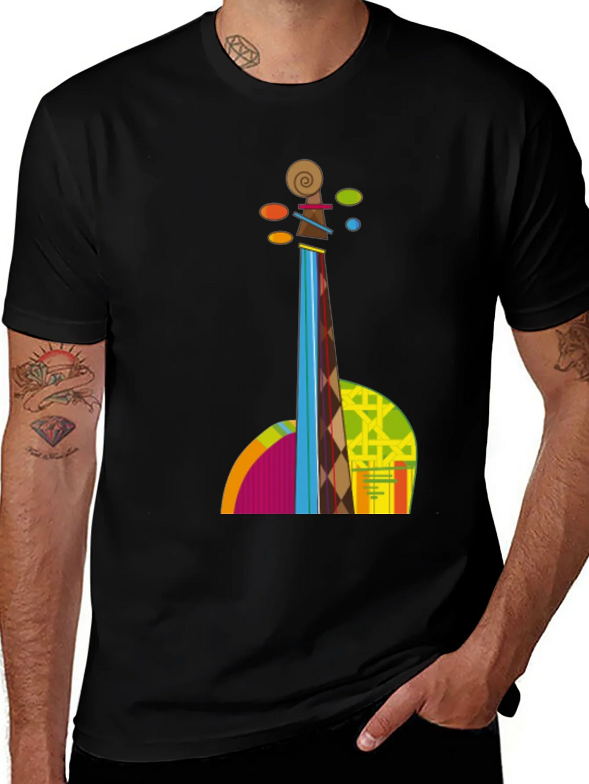 Abstract Violin Graphic Tee - Black T-Shirt product image 1