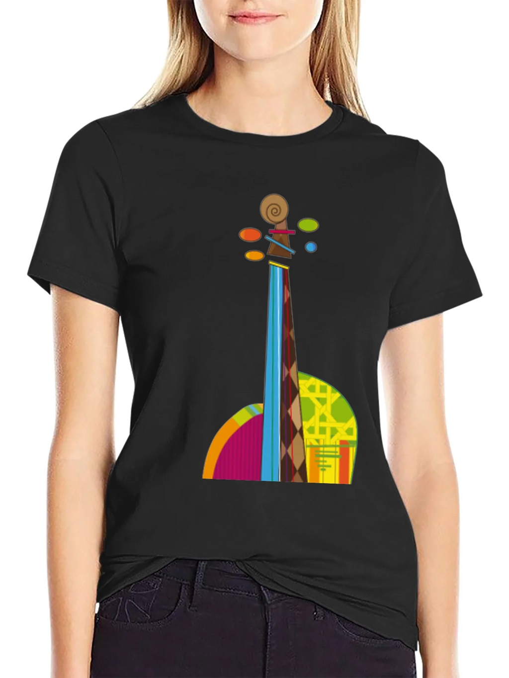 Abstract Violin Graphic Tee - Black T-Shirt product image 2
