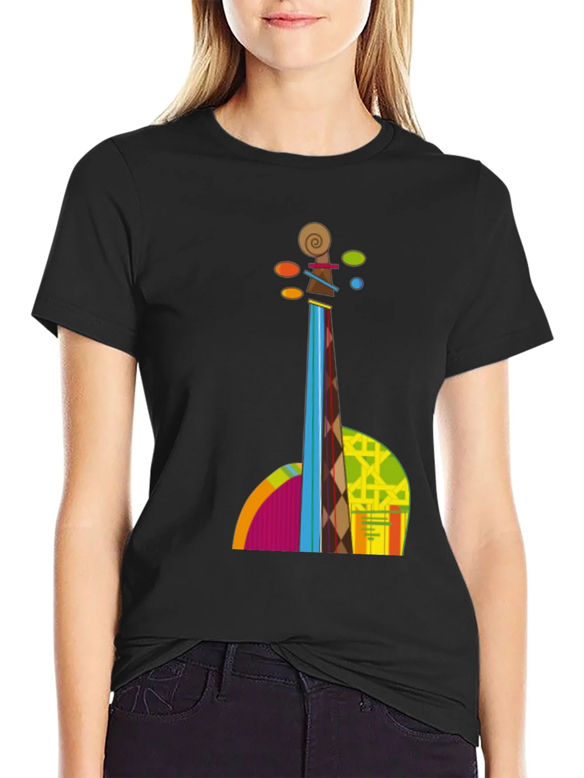 Abstract Violin Graphic Tee - Black T-Shirt product image 2