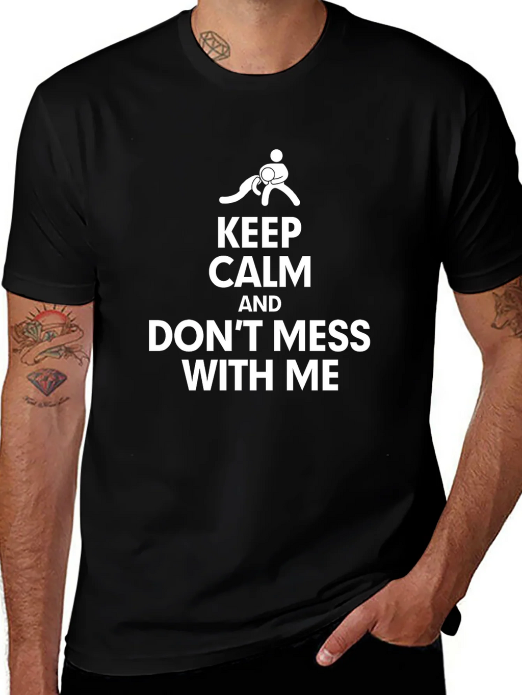Keep Calm Dont Mess With Me Black Graphic Tee product image 1