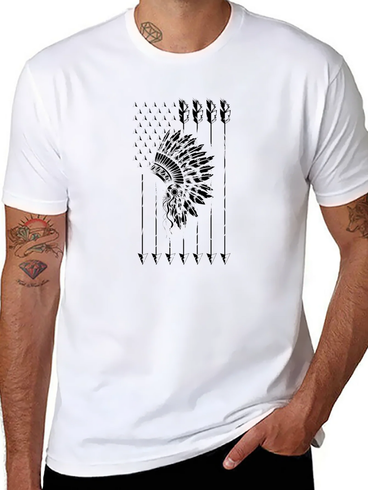 Native American Headdress Arrow Black T-Shirt product image 4