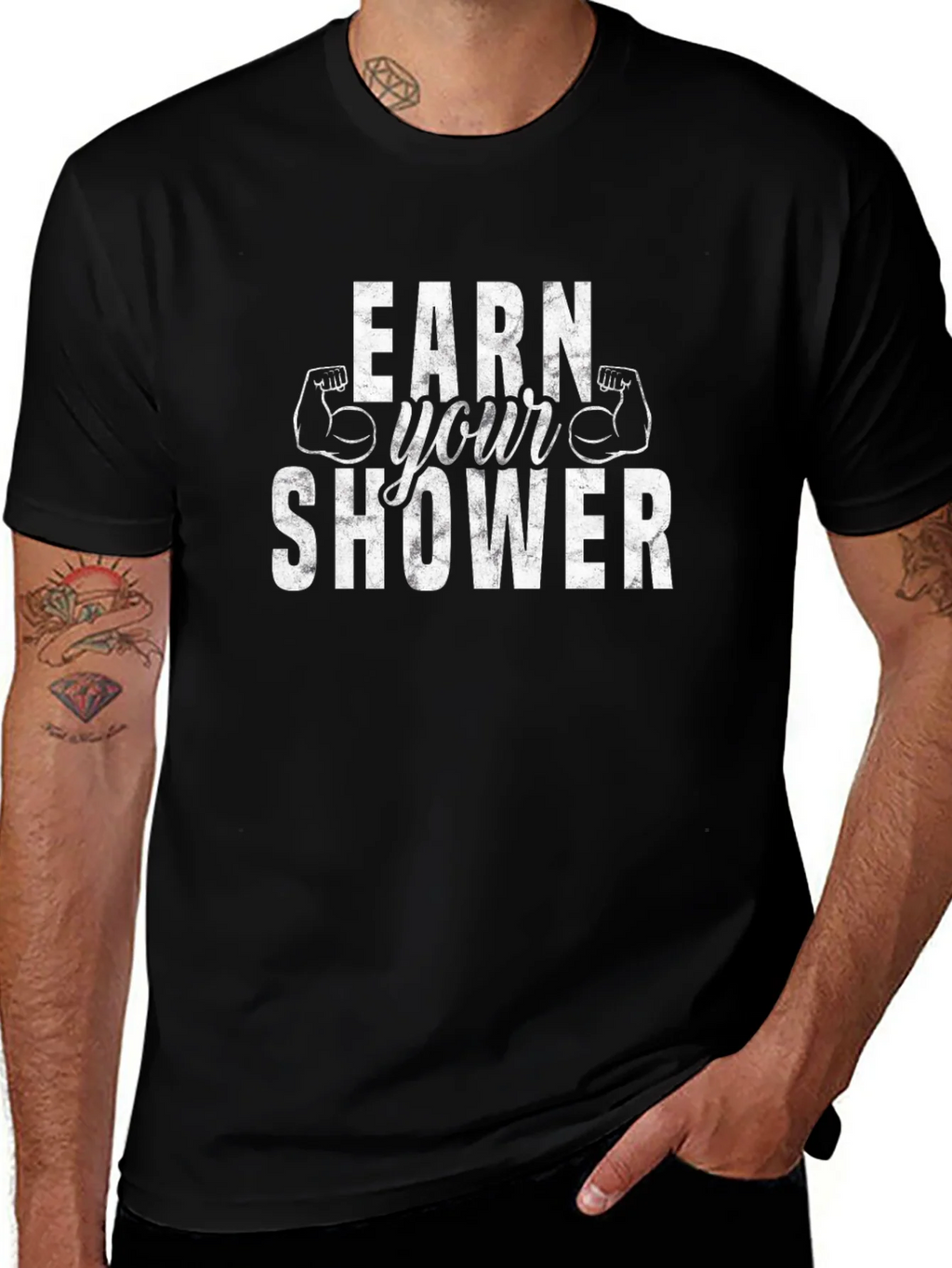 Earn Your Shower Graphic Tee - Gym Workout Shirt product image 1
