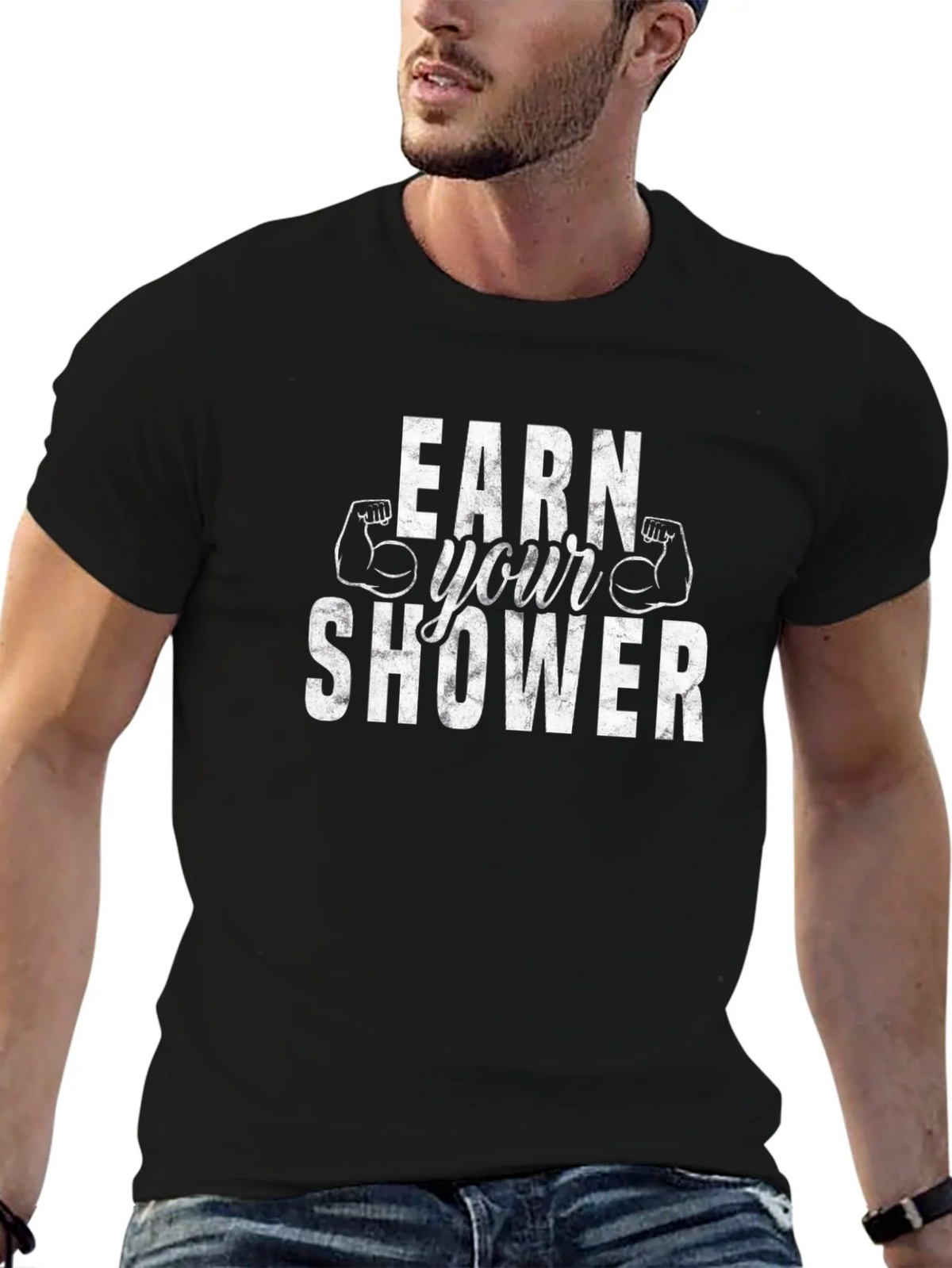 Earn Your Shower Graphic Tee - Gym Workout Shirt product image 6