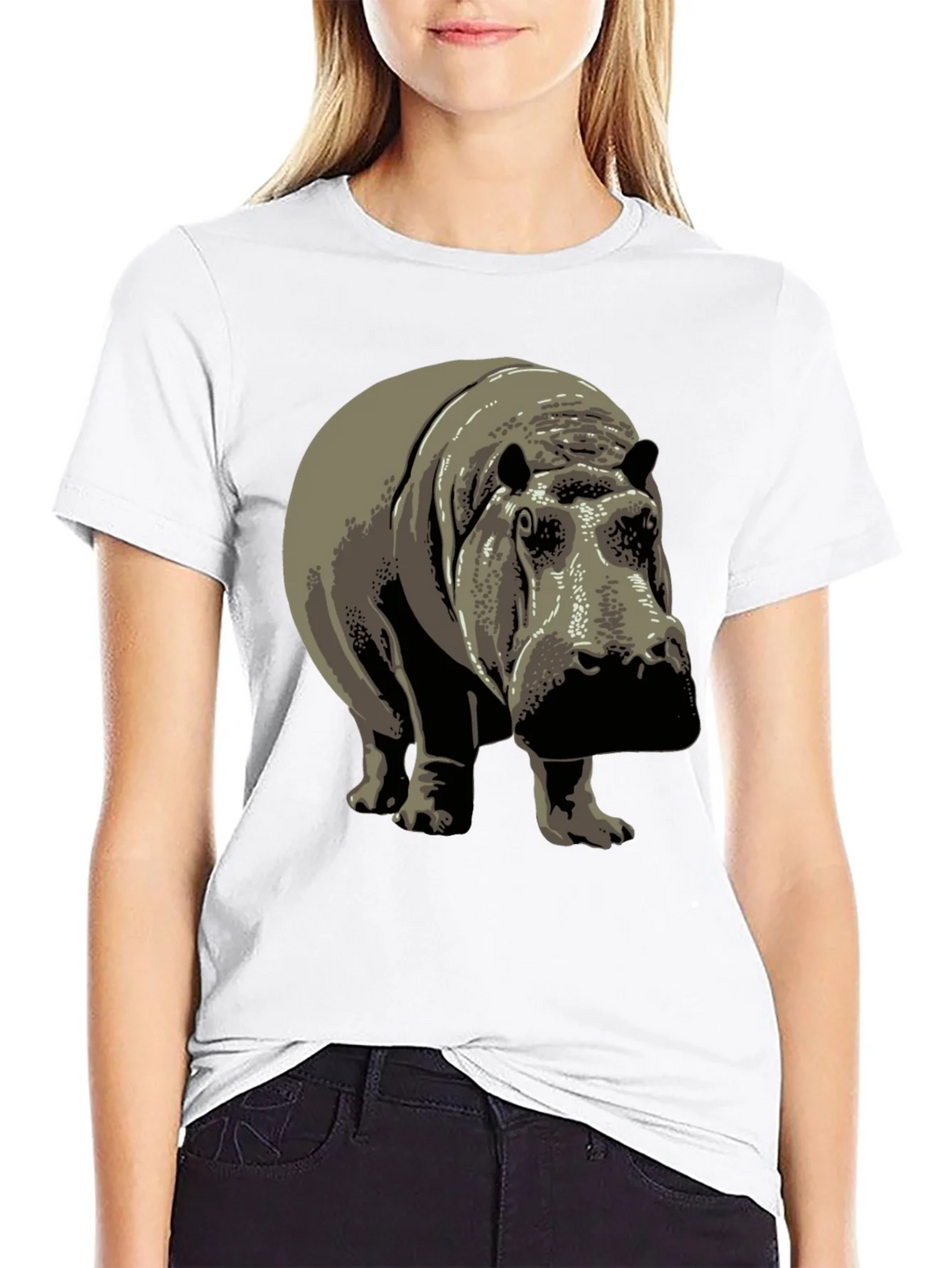 Hippo Graphic Tee - Black Cotton T-Shirt product image 3