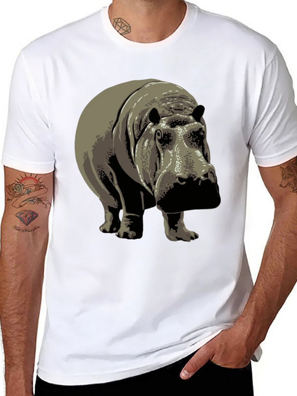 Hippo Graphic Tee - Black Cotton T-Shirt product image 2