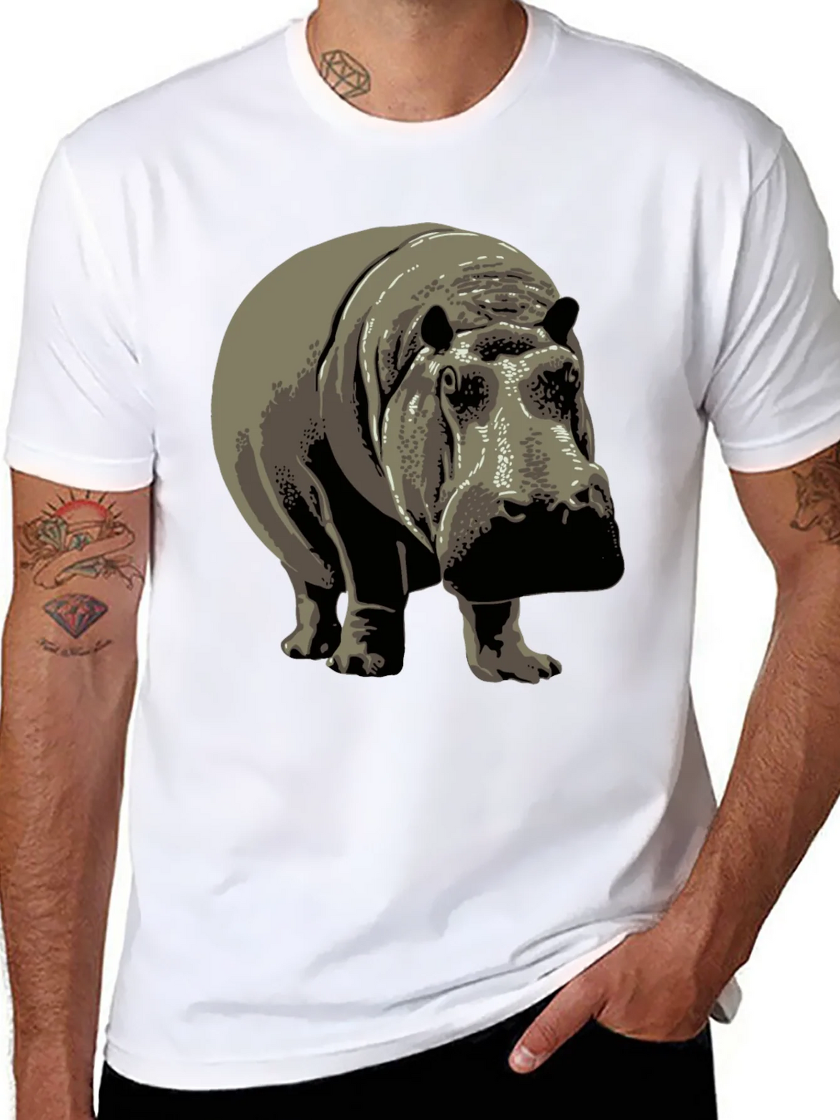 Hippo Graphic Tee - Black Cotton T-Shirt product image 2