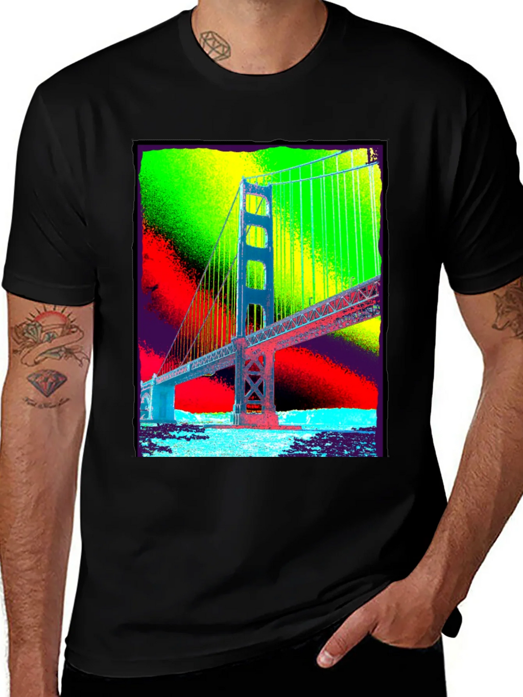 Golden Gate Bridge Graphic Tee - Vibrant Pop Art Design product image 1