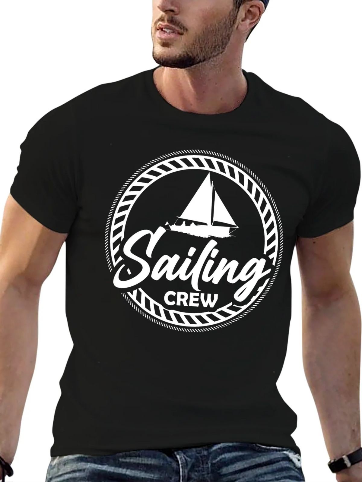 Sailing Crew Graphic Black T-Shirt product image 6
