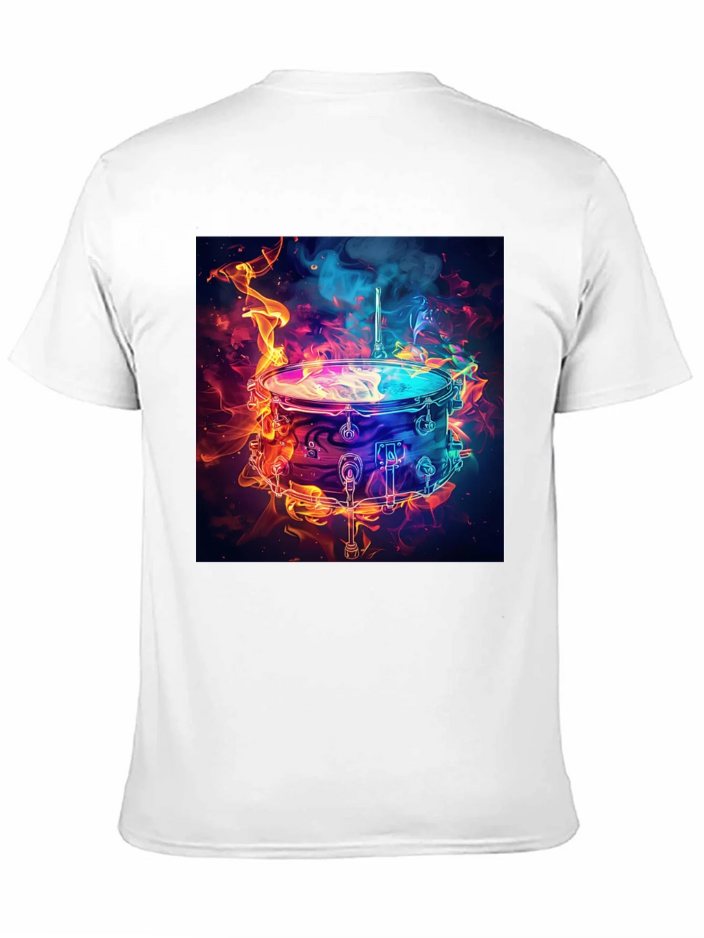 Flaming Drum Graphic Tee - Black Cotton T-Shirt product image 6