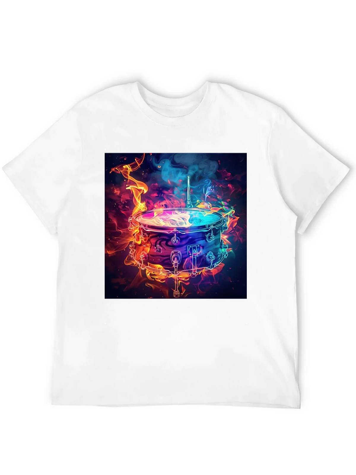 Flaming Drum Graphic Tee - Black Cotton T-Shirt product image 7