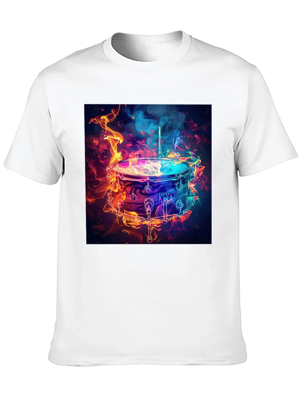 Flaming Drum Graphic Tee - Black Cotton T-Shirt product image 5