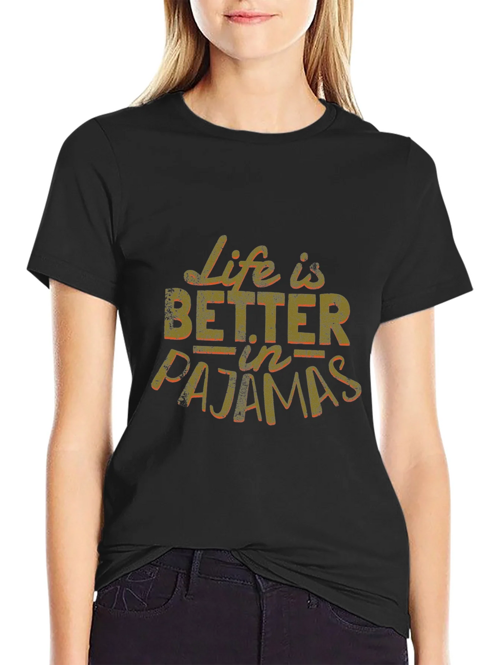 Life is Better in Pajamas Black Graphic Tee product image 1