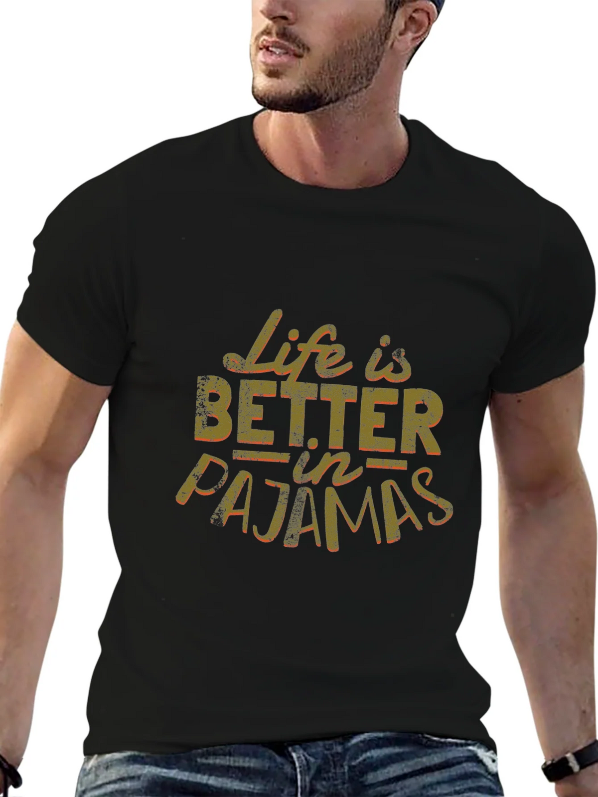 Life is Better in Pajamas Black Graphic Tee product image 4