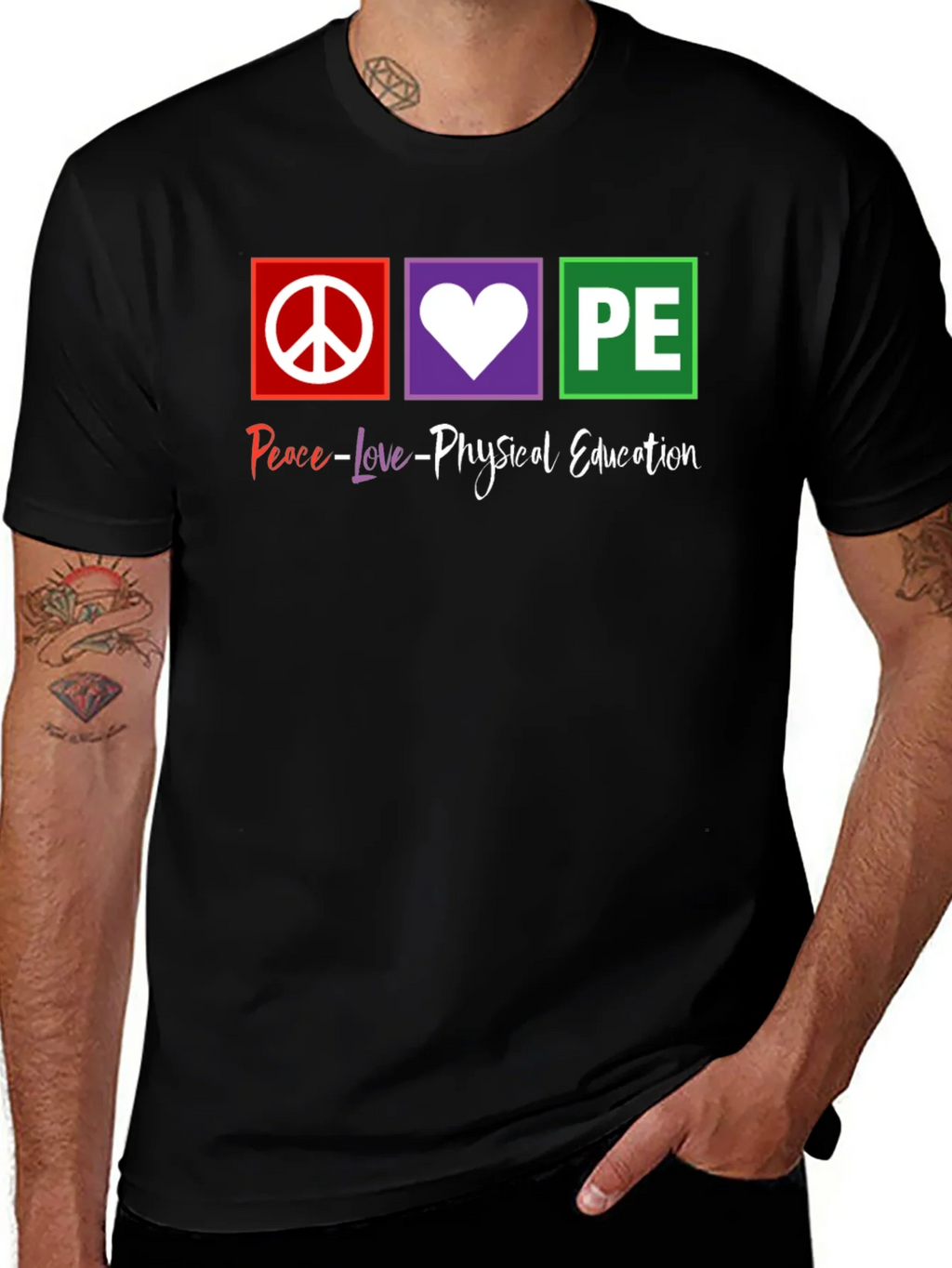 Peace Love Physical Education PE Teacher T-Shirt product image 1