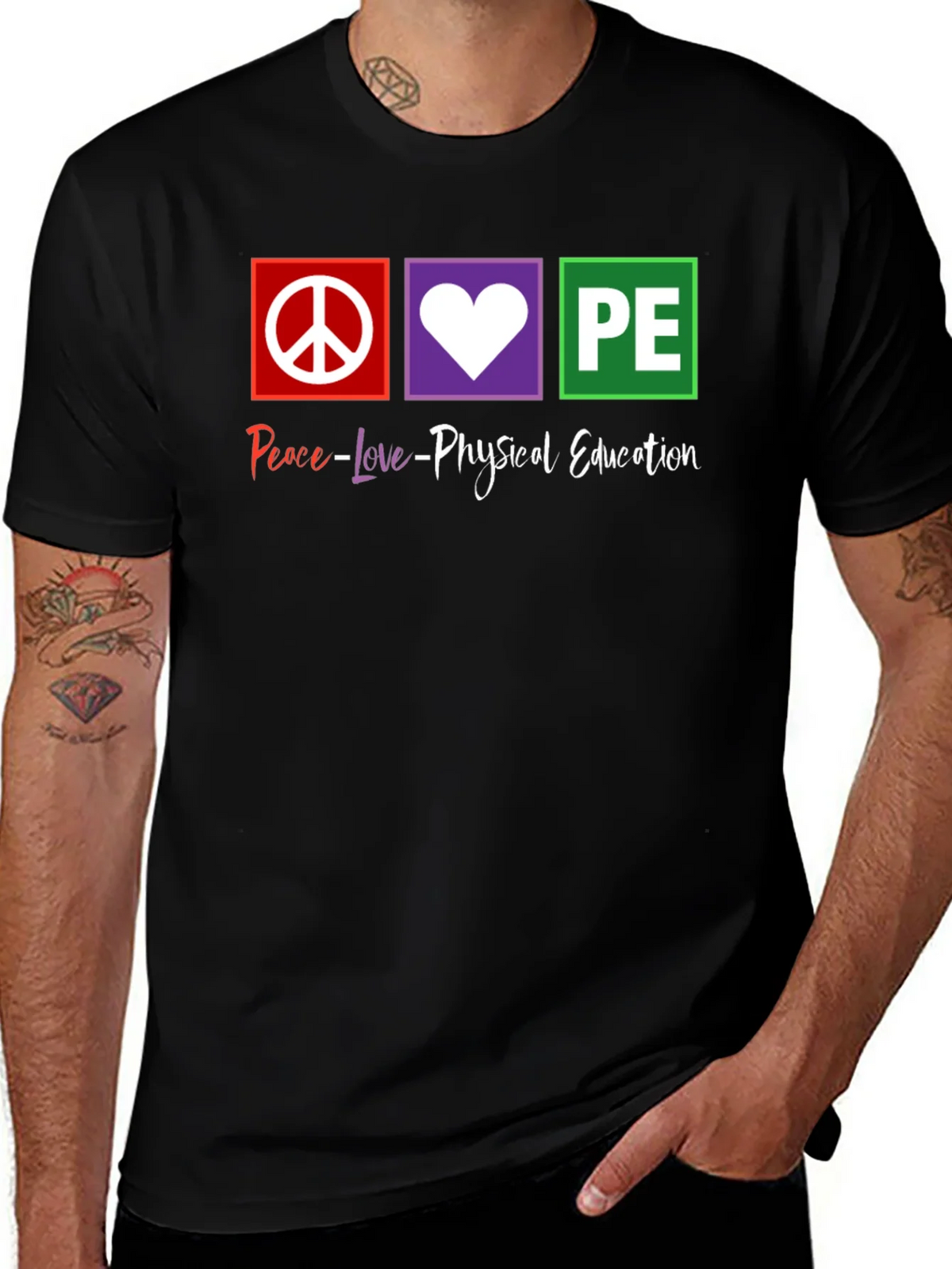 Peace Love Physical Education PE Teacher T-Shirt product image 1