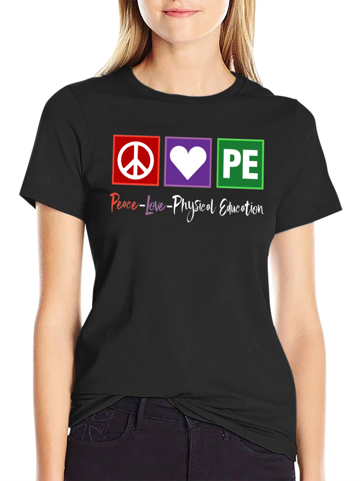 Peace Love Physical Education PE Teacher T-Shirt product image 2