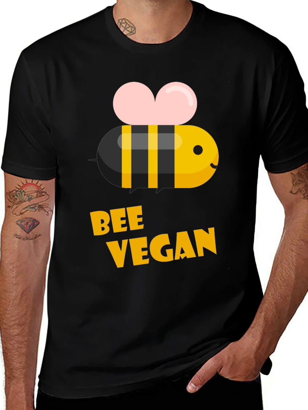 Bee Vegan T-Shirt - Black Crew Neck product image 1
