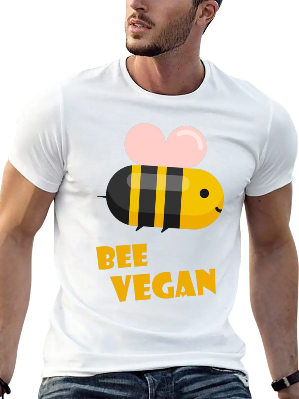 Bee Vegan T-Shirt - Black Crew Neck product image 3
