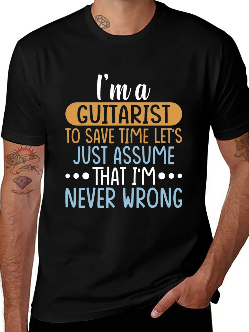 Guitarist Never Wrong Graphic Tee - Black Cotton T-Shirt product image 1