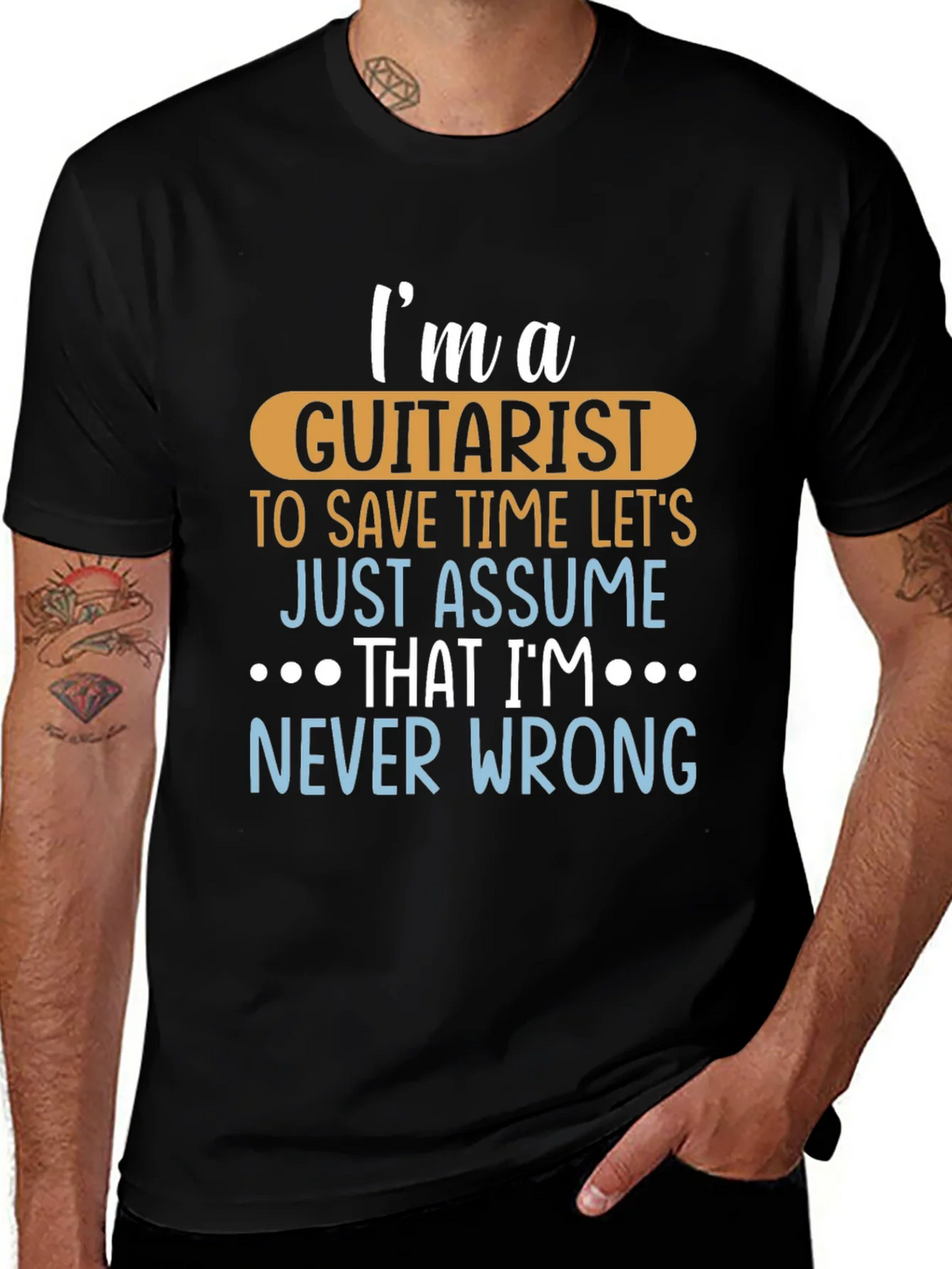 Guitarist Never Wrong Graphic Tee - Black Cotton T-Shirt product image 1