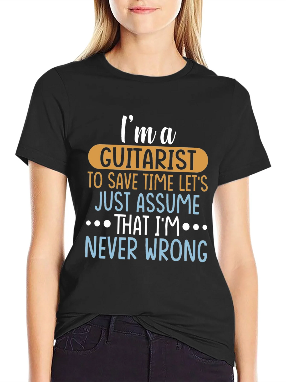 Guitarist Never Wrong Graphic Tee - Black Cotton T-Shirt product image 2