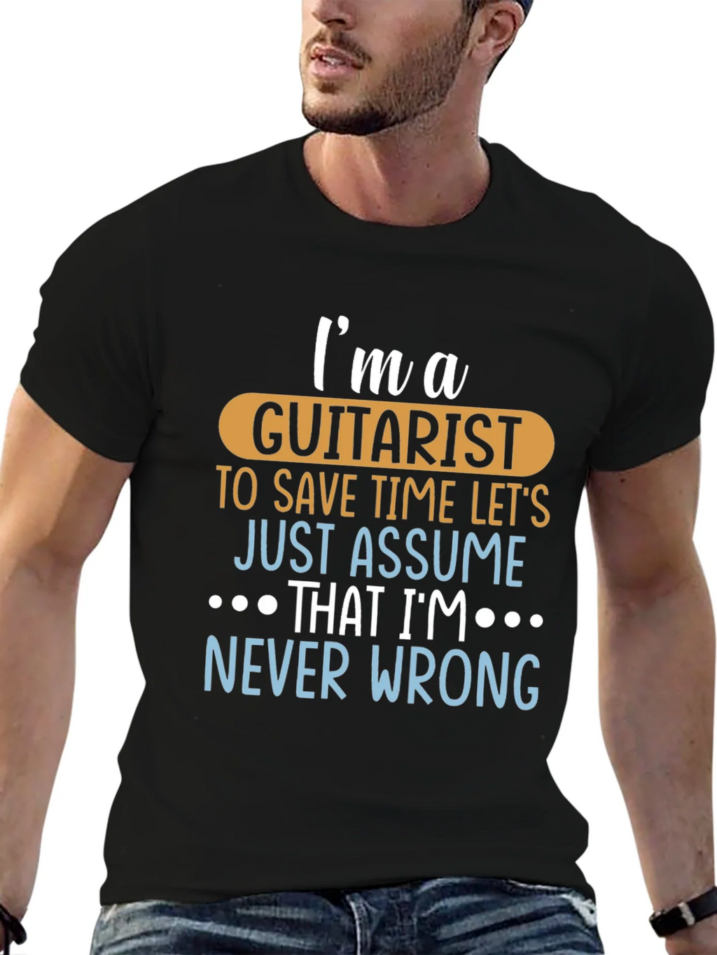 Guitarist Never Wrong Graphic Tee - Black Cotton T-Shirt product image 6