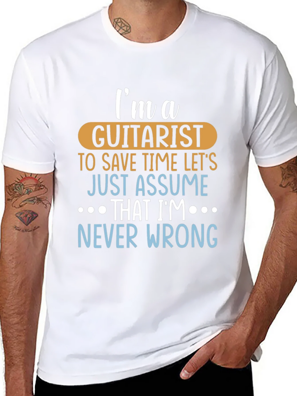 Guitarist Never Wrong Graphic Tee - Black Cotton T-Shirt product image 7