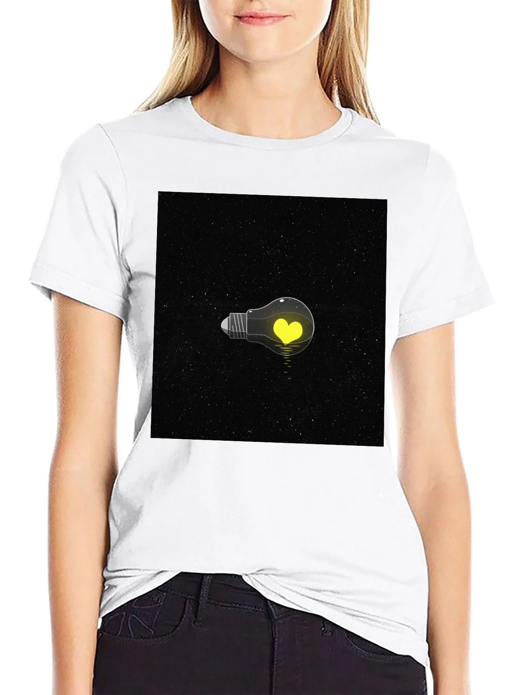 Heart Lightbulb T-Shirt - Black Graphic Tee product image 7