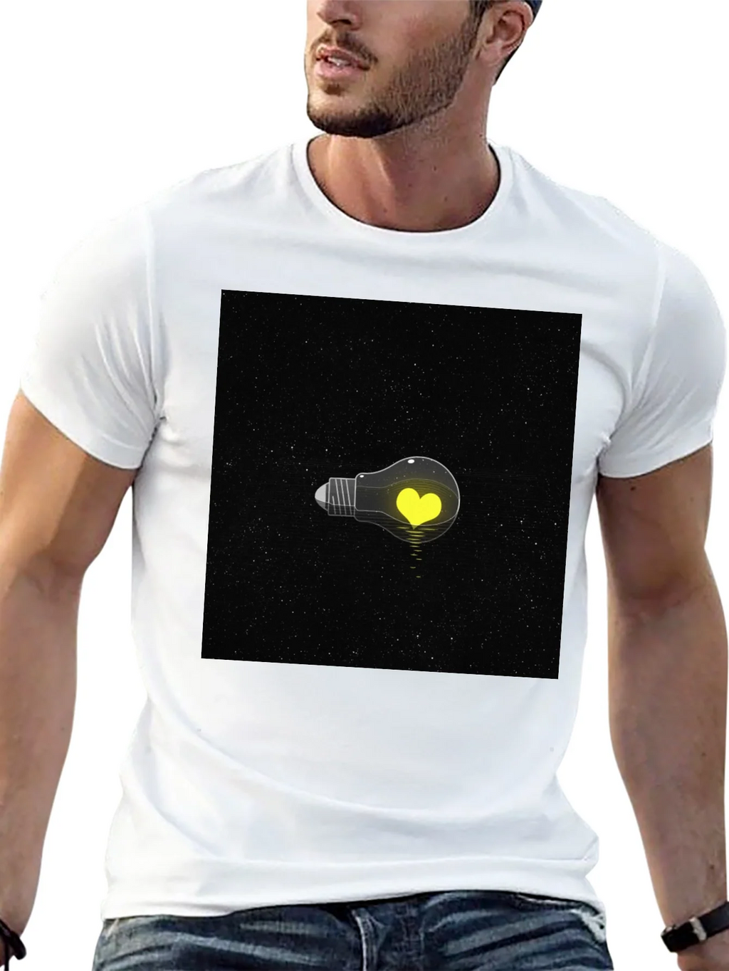 Heart Lightbulb T-Shirt - Black Graphic Tee product image 10