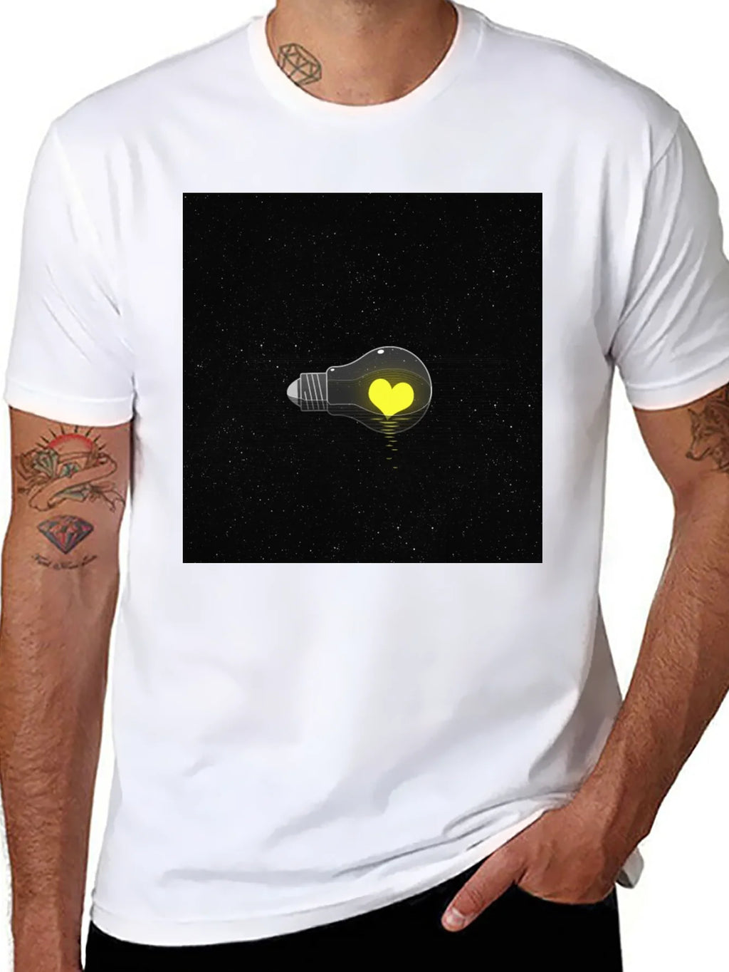 Heart Lightbulb T-Shirt - Black Graphic Tee product image 6