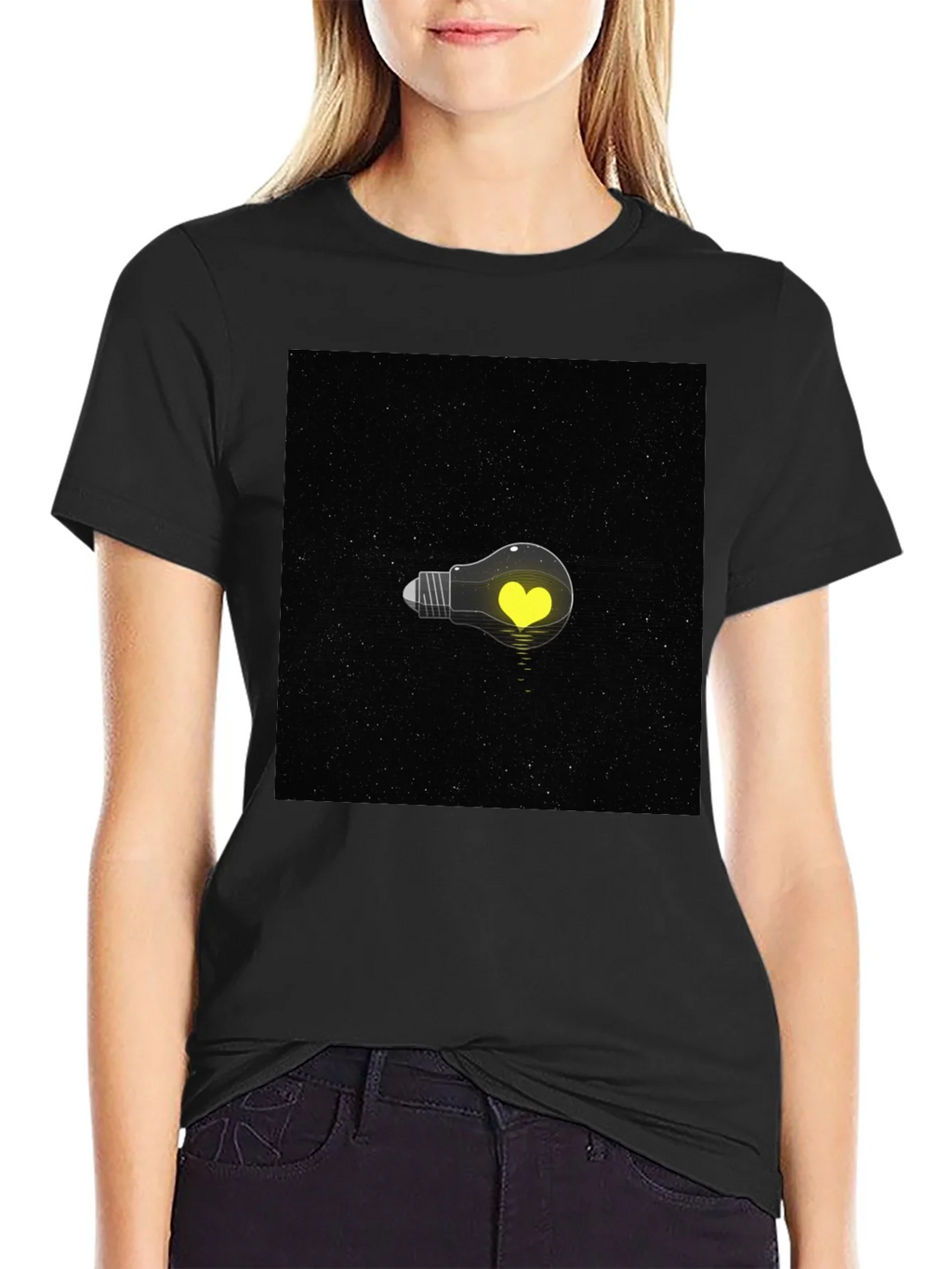 Heart Lightbulb T-Shirt - Black Graphic Tee product image 1