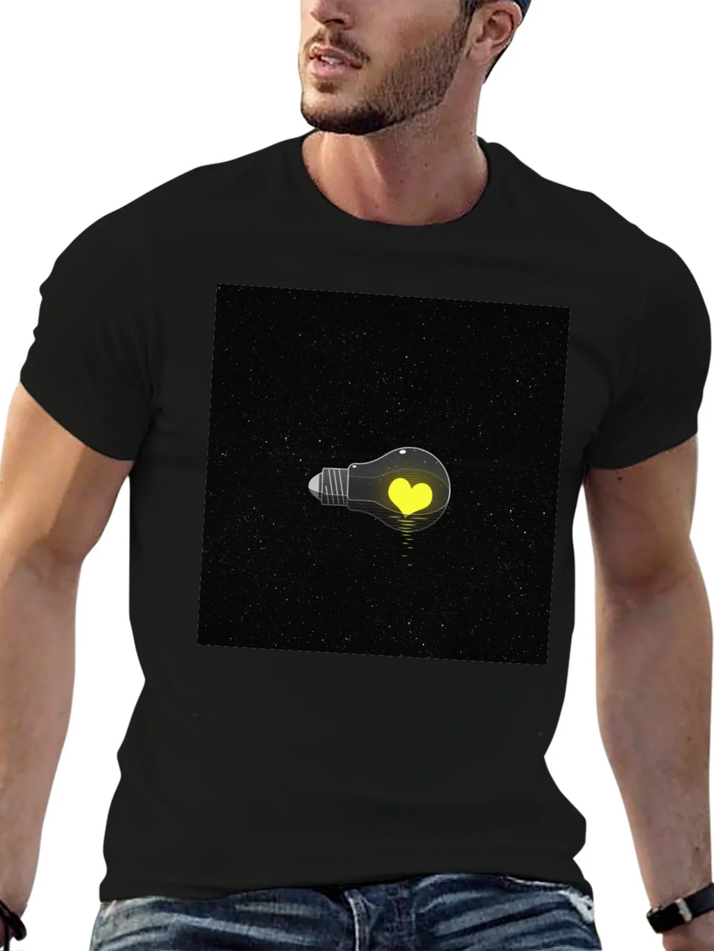 Heart Lightbulb T-Shirt - Black Graphic Tee product image 5