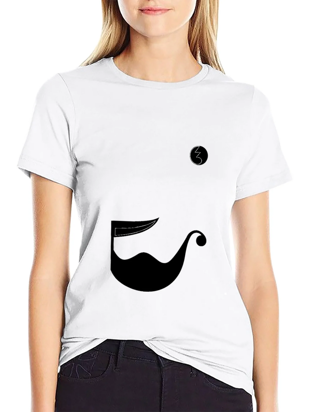 Whimsical Mustache Graphic Tee - Black Cotton Blend product image 8